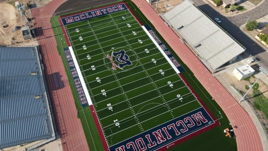 McClintock+High+School+debuts+a+new+turf+football+field+at+Jim+Lyons+Stadium.+